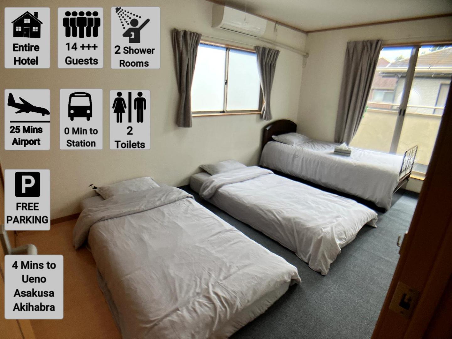 Entire Beside Asakusa, Ueno, Akihabara And Skytree Tower Between 3 Train Stations And Contains 3 Bedrooms, 2 Bathrooms And 2 Toilets For 14 Guests * Präfektur Tokio